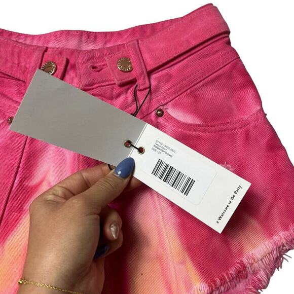 RETROFETE Tessa Short Micro Frayed Denim Vintage Watercolor Sunset Size 23 NEW - Picture 8 of 10